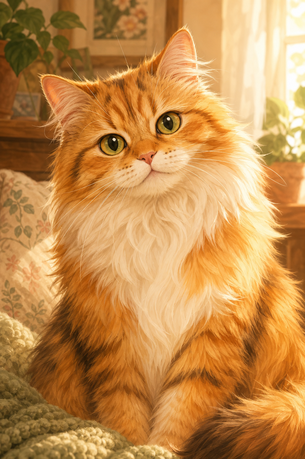 Fuwawa appearing soft and gentle, like a surprise cloud with paws.